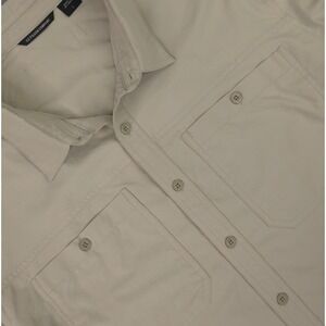 Filson Shirt Mens Large Beige Sandbar Polyester Long Sleeve Button Front Outdoor